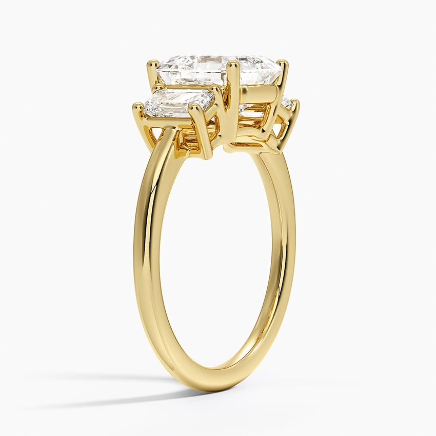 Luxe Rhiannon Three Stone Diamond Ring (3/4 ct. tw.) - Asscher Cut Center Stone