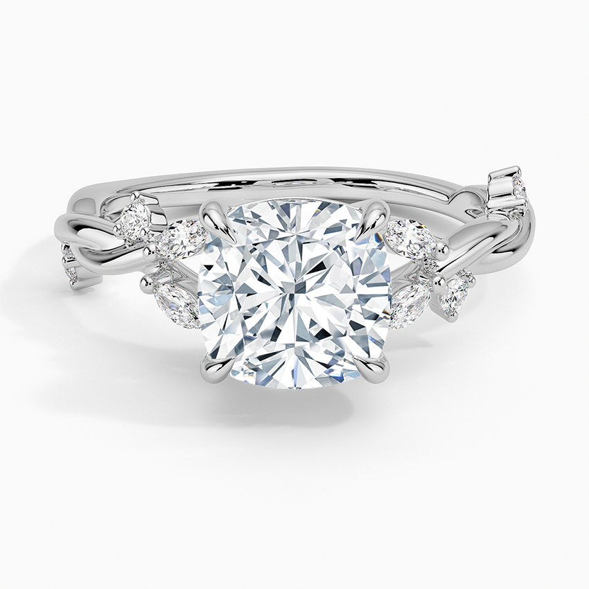 Azalea Twist Diamond Ring - Cushion Cut Center Stone