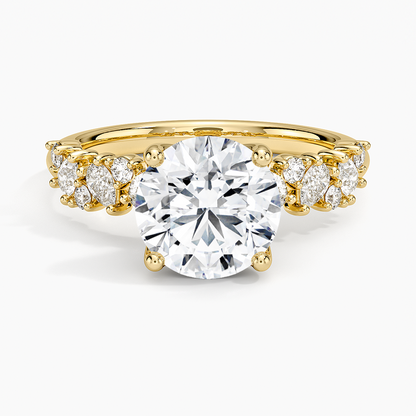 Olivetta Diamond Ring - Round Cut Center Stone