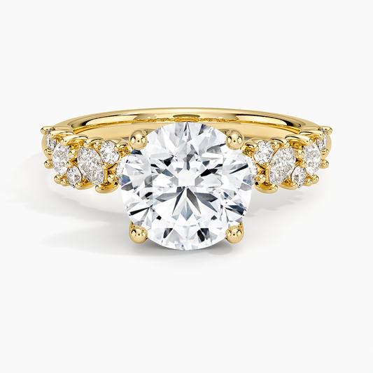 Olivetta Diamond Ring - Round Cut Center Stone