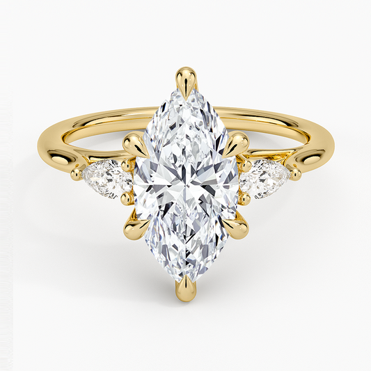 Delilah Three Stone Pear Diamond Ring (1/5 ct. tw.) - Marquise Center Stone