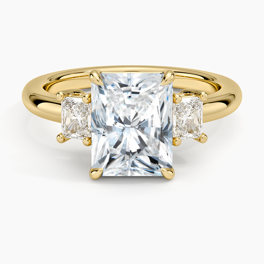 Helena Radiant-Cut Three Stone Diamond Ring (3/8 ct. tw.) - Radiant Cut Center Stone