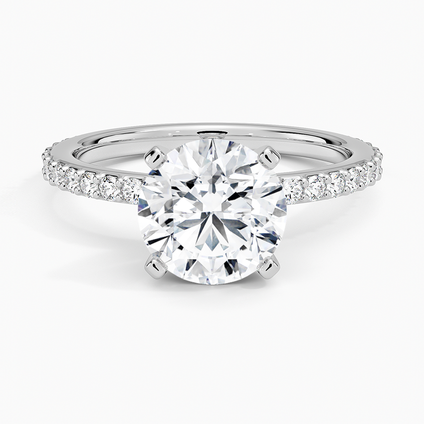 Petite Shared Prong Three-Quarter Coverage Diamond Ring (1/3 ct. tw.) - Round Center Stone