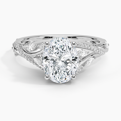Begonia Vine Diamond Ring (1/2 ct. tw.) - Oval Center Stone