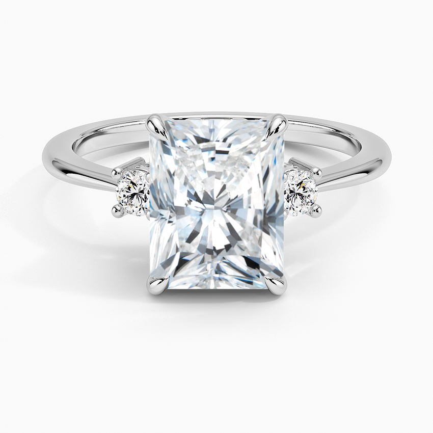 Petite Selene Three Stone Diamond Ring (1/10 ct. tw.) - Radiant Cut Center Stone