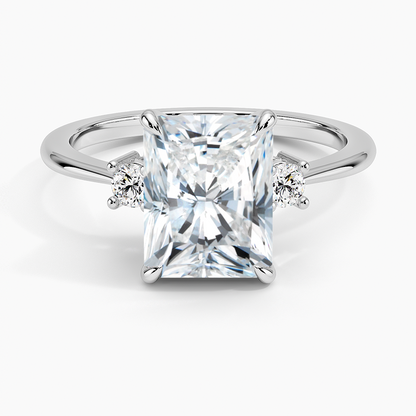 Petite Selene Three Stone Diamond Ring (1/10 ct. tw.) - Radiant Cut Center Stone