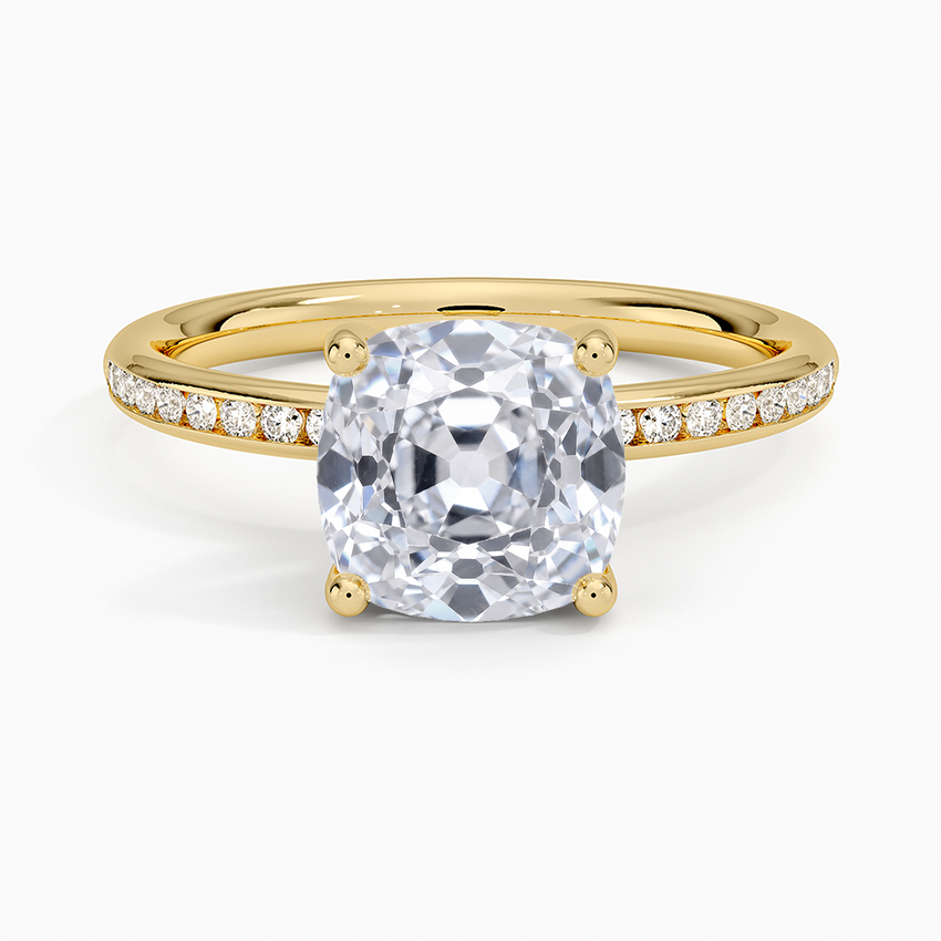 Tabitha Channel Set Diamond Ring - Old Mine Cut Center Stone