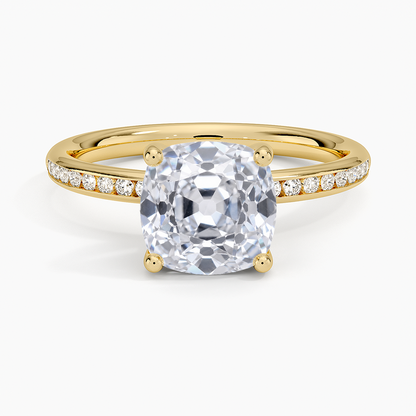 Tabitha Channel Set Diamond Ring - Old Mine Cut Center Stone