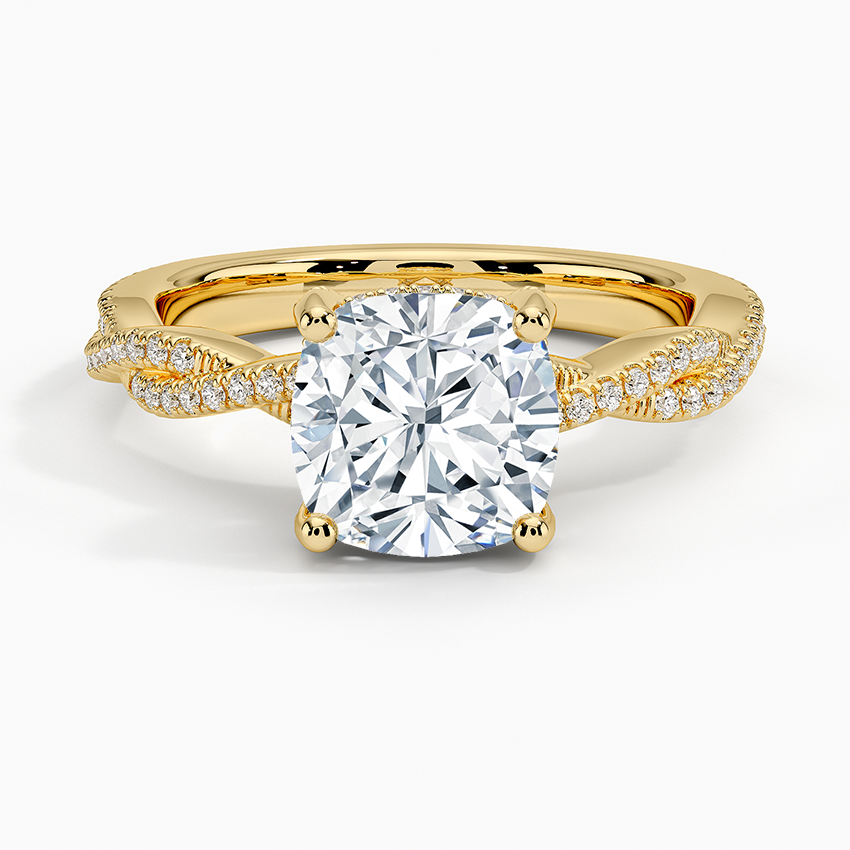 Adorned Luxe Petite Twisted Vine Diamond Ring - Cushion Cut Center Stone