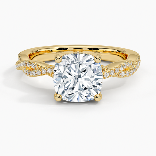 Adorned Luxe Petite Twisted Vine Diamond Ring - Cushion Cut Center Stone