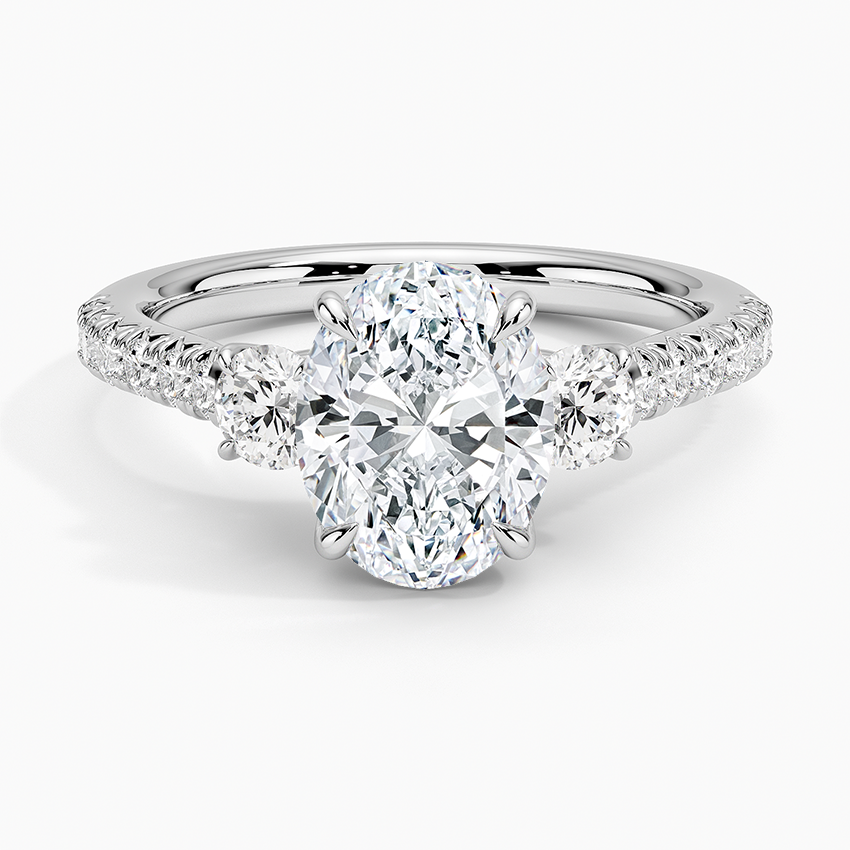 Amelie Three Stone Diamond Ring - Oval Center Stone