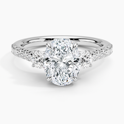 Amelie Three Stone Diamond Ring - Oval Center Stone