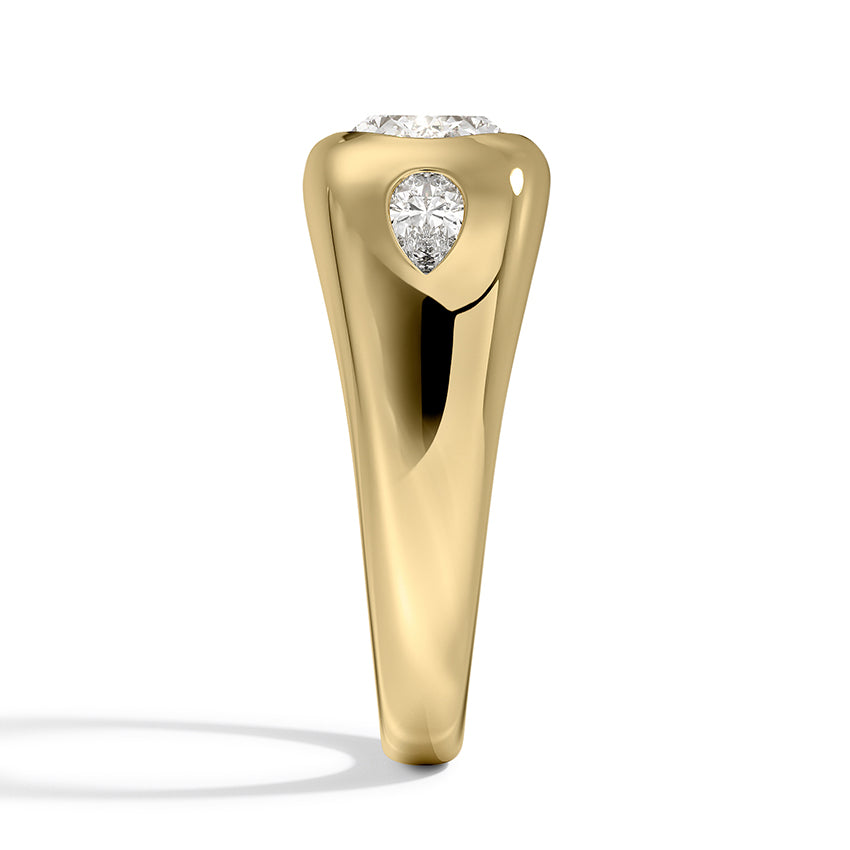 Sloane Flush Set Three Stone Diamond Dome Ring