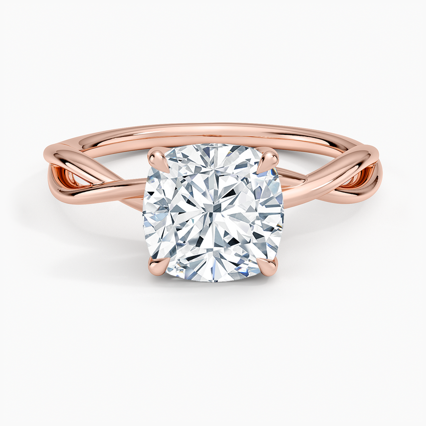 Alya Twist Solitaire Ring - Cushion Cut Center Stone