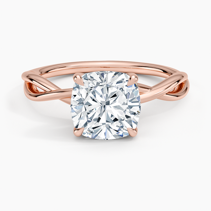 Alya Twist Solitaire Ring - Cushion Cut Center Stone