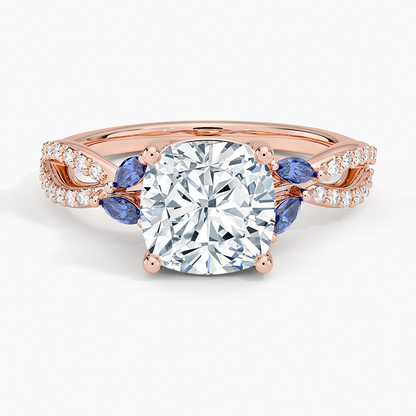 Luxe Willow Sapphire and Diamond Ring (1/8 ct. tw.) - Cushion Cut Center Stone