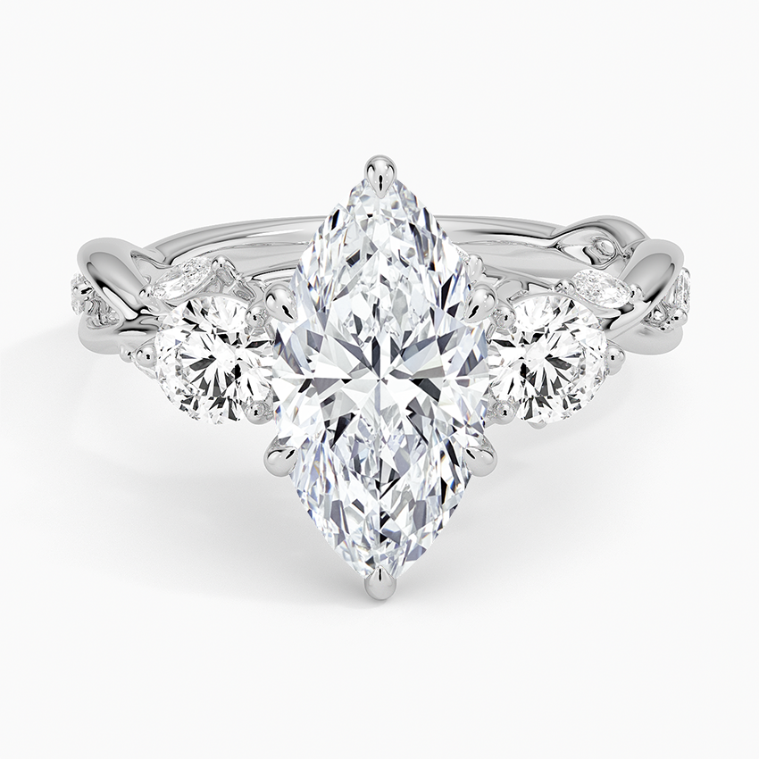 Secret Garden Three Stone Diamond Ring (3/4 ct. tw.) - Marquise Center Stone