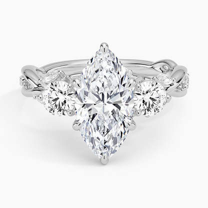 Secret Garden Three Stone Diamond Ring (3/4 ct. tw.) - Marquise Center Stone