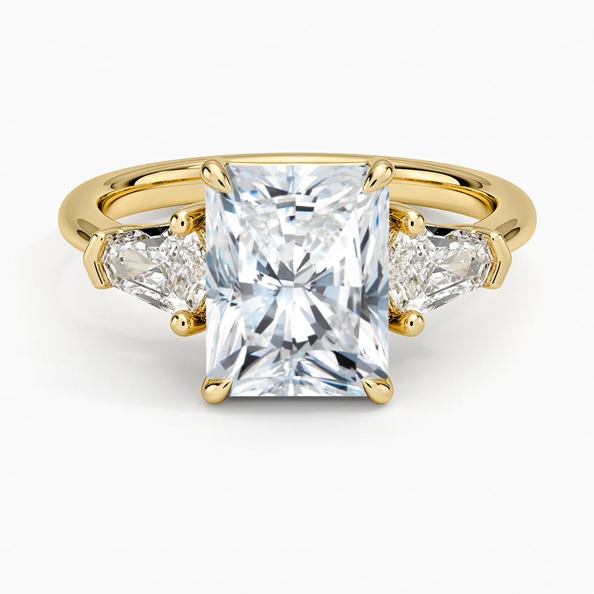 Shield Cut Three Stone Diamond Ring (1/2 ct. tw.) - Radiant Cut Center Stone