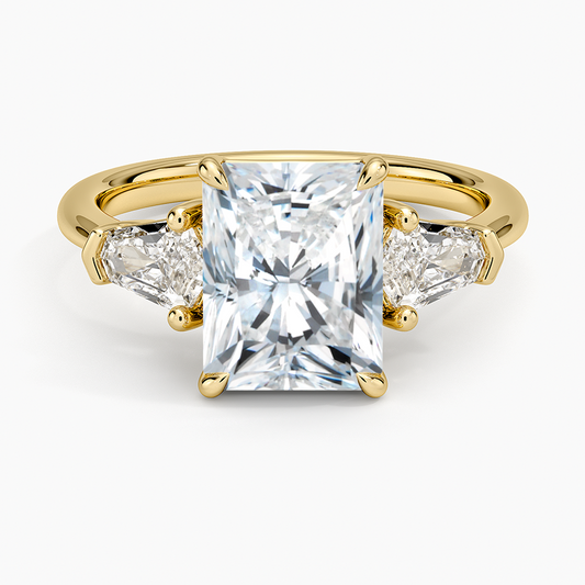 Shield Cut Three Stone Diamond Ring (1/2 ct. tw.) - Radiant Cut Center Stone