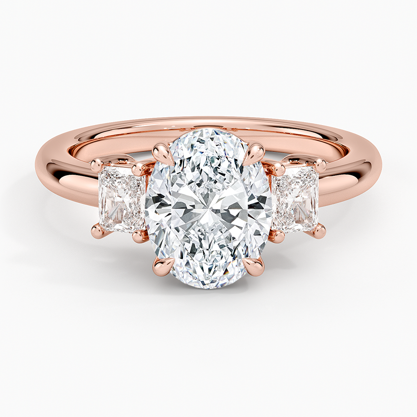 Helena Radiant-Cut Three Stone Diamond Ring (3/8 ct. tw.) - Oval Center Stone