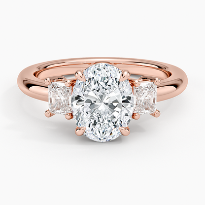 Helena Radiant-Cut Three Stone Diamond Ring (3/8 ct. tw.) - Oval Center Stone
