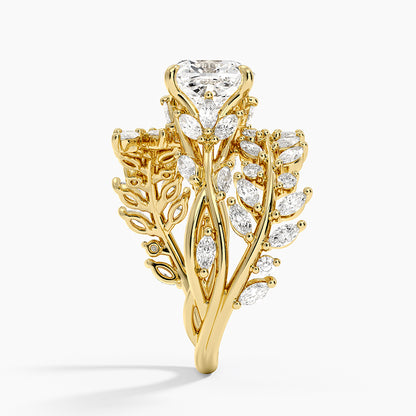 Secret Garden Wrap Diamond Ring - Cushion Cut Center Stone