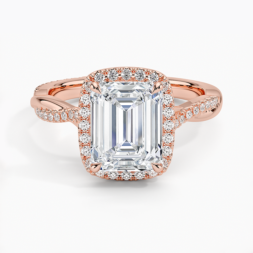 Petite Twisted Vine Halo Diamond Ring (1/4 ct. tw.) - Emerald Cut Center Stone