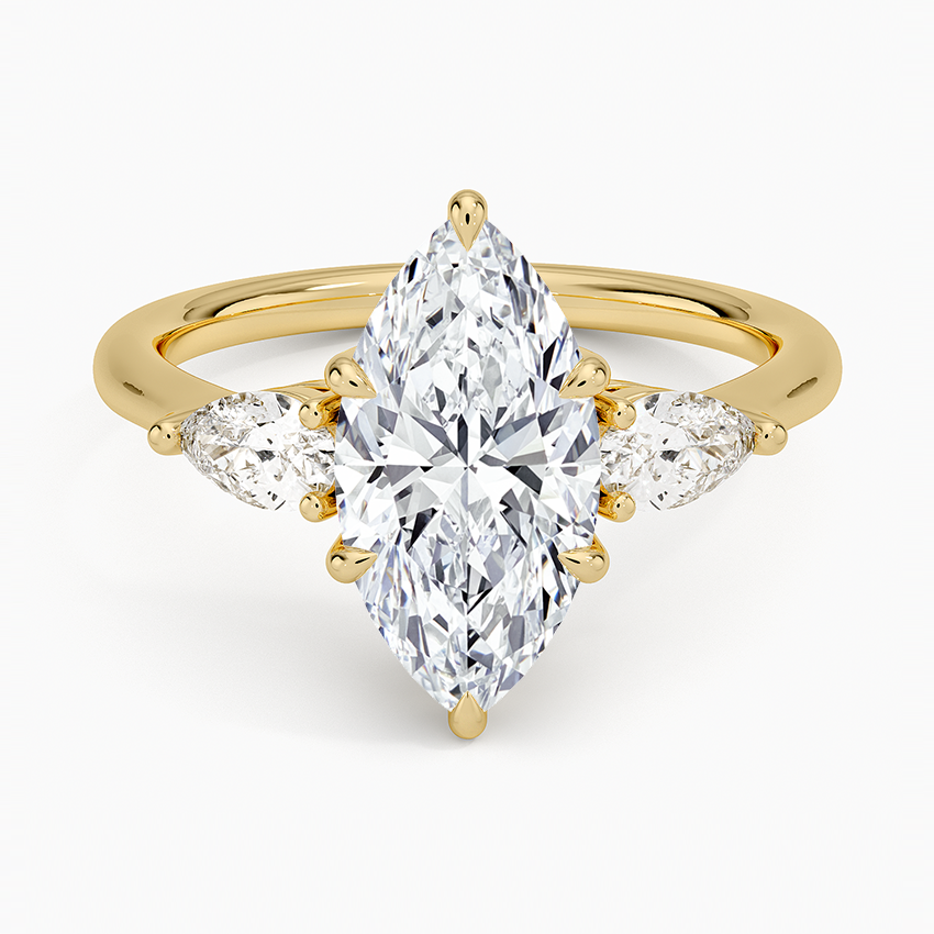 Opera Three Stone Diamond Ring - Marquise Center Stone