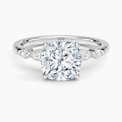 Versailles One-Quarter Coverage Diamond Ring - Cushion Cut Center Stone