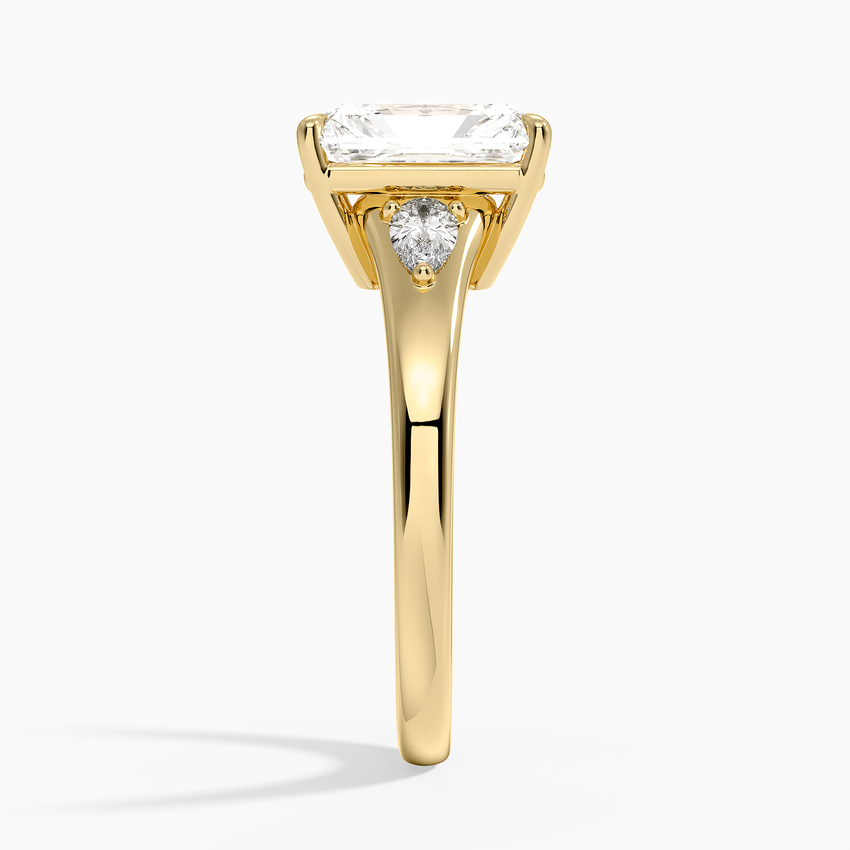Aria Three Stone Signet Diamond Ring (1/4 ct. tw.) - Radiant Cut Center Stone