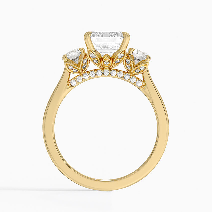 Petal Three Stone Diamond Ring (2/3 ct. tw.) - Emerald Cut Center Stone