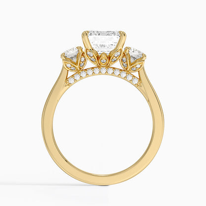 Petal Three Stone Diamond Ring (2/3 ct. tw.) - Emerald Cut Center Stone