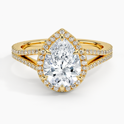 Fortuna Halo Diamond Ring (1/2 ct. tw.) - Pear Center Stone