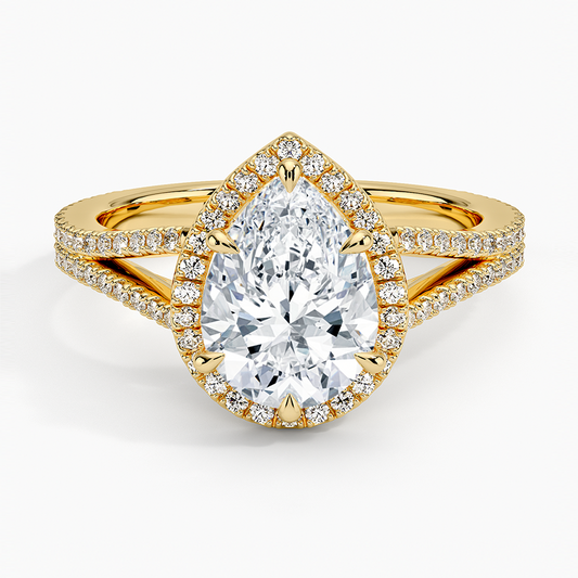 Fortuna Halo Diamond Ring (1/2 ct. tw.) - Pear Center Stone