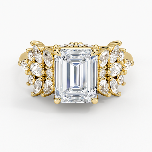Grand Nadia Diamond Ring - Emerald Cut Center Stone