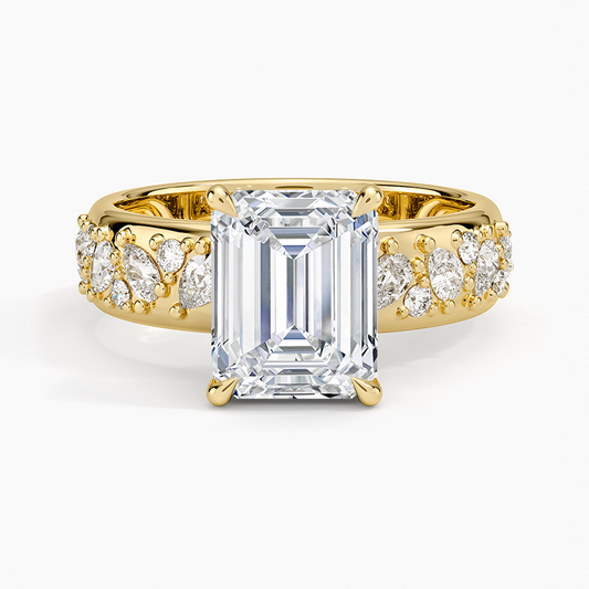 Mosaic Olivetta Three-Quarter Coverage Diamond Ring (1/2 ct. tw.) - Emerald Cut Center Stone