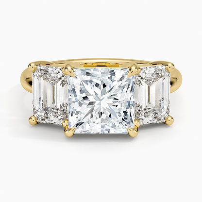 Luxe Rhiannon Three Stone Diamond Ring (1 1/10 ct. tw.) - Princess Cut Center Stone