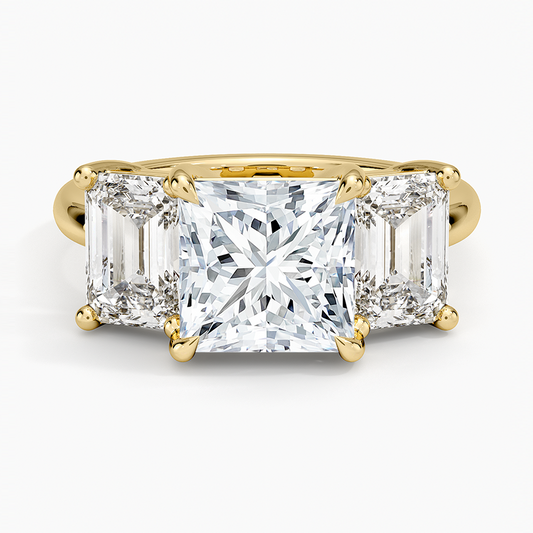 Luxe Rhiannon Three Stone Diamond Ring (1 1/10 ct. tw.) - Princess Cut Center Stone