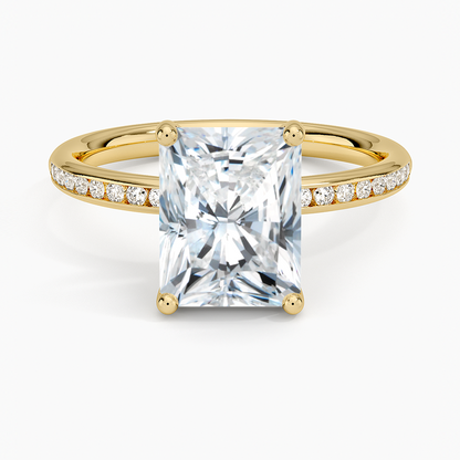 Tabitha Channel Set Diamond Ring - Radiant Cut Center Stone