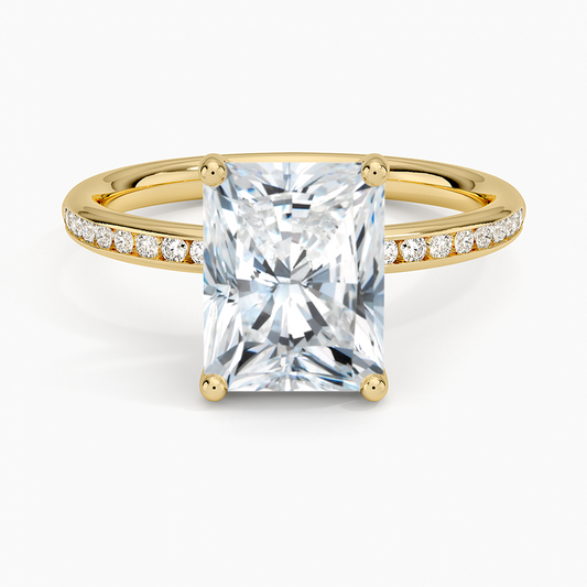 Tabitha Channel Set Diamond Ring - Radiant Cut Center Stone