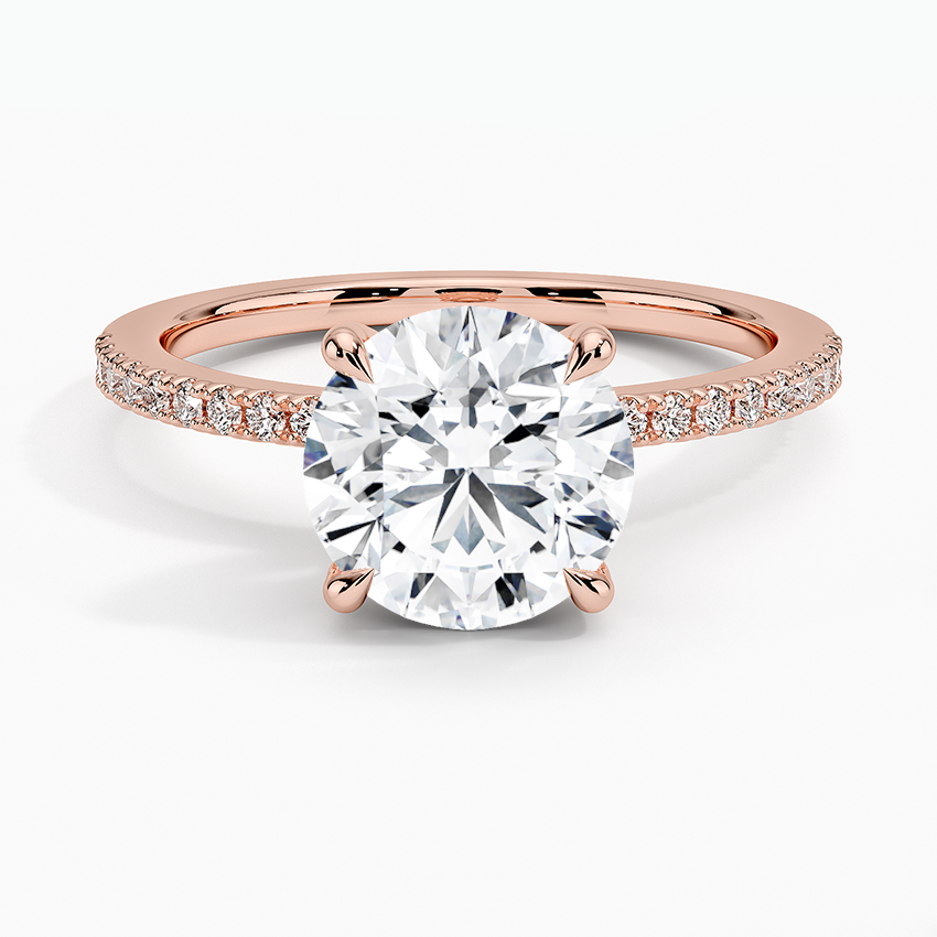 Perfect Fit Half Coverage Hidden Halo Diamond Ring (1/5 ct. tw.) - Round Center Stone