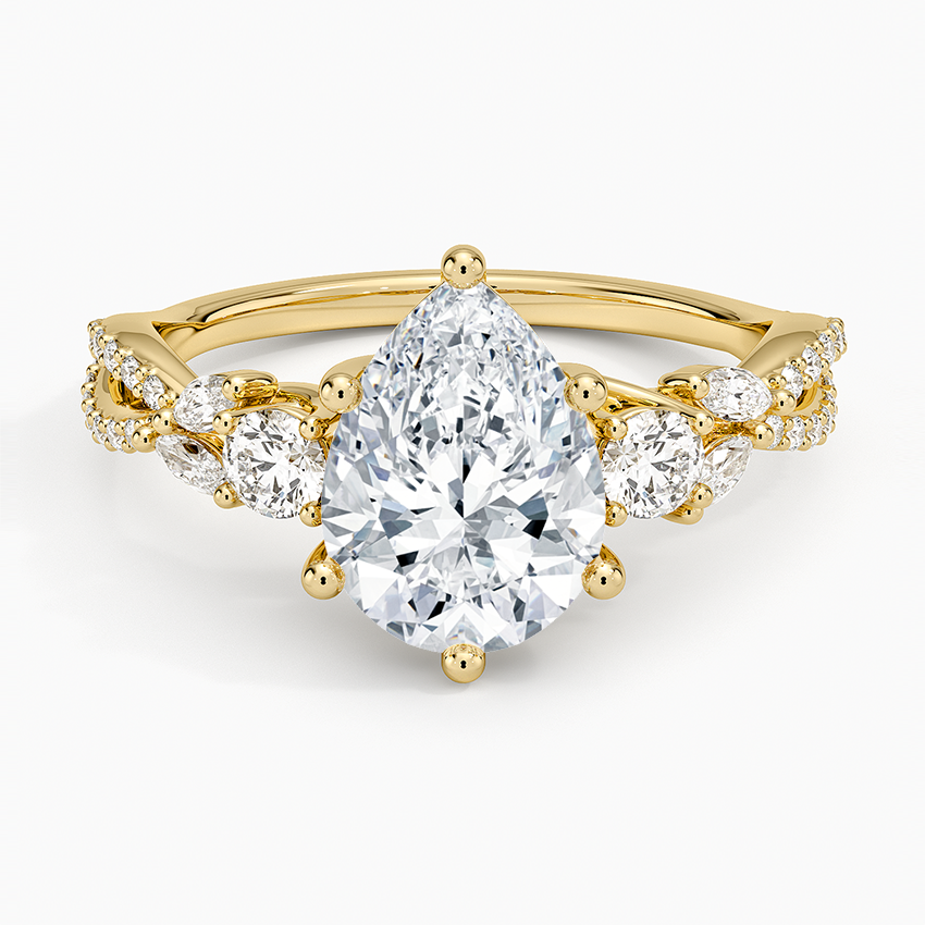 Luxe Willow Three Stone Diamond Ring (1/2 ct. tw.) - Pear Cut Center Stone