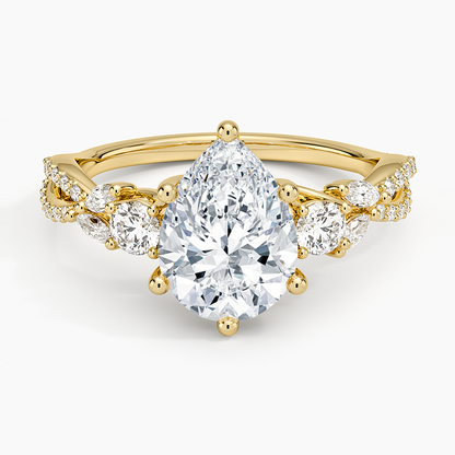 Luxe Willow Three Stone Diamond Ring (1/2 ct. tw.) - Pear Cut Center Stone