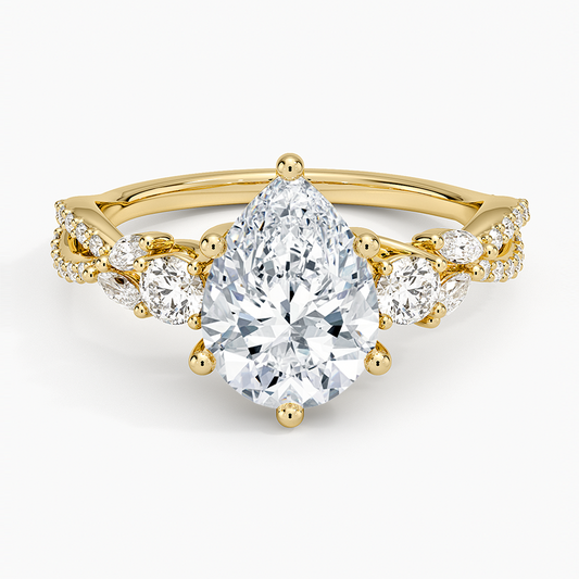 Luxe Willow Three Stone Diamond Ring (1/2 ct. tw.) - Pear Cut Center Stone
