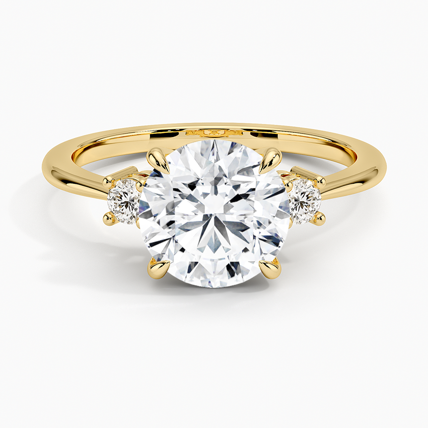 Petite Selene Three Stone Diamond Ring (1/10 ct. tw.) - Round Center Stone