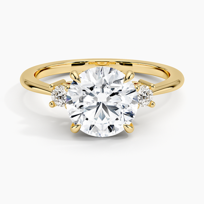 Petite Selene Three Stone Diamond Ring (1/10 ct. tw.) - Round Center Stone