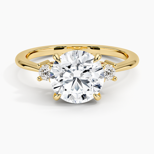 Petite Selene Three Stone Diamond Ring (1/10 ct. tw.) - Round Center Stone