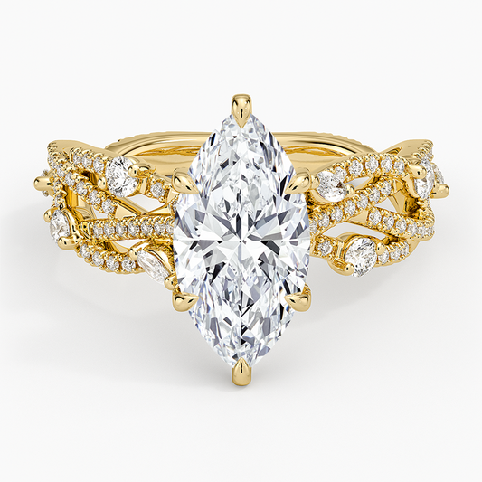 Grand Secret Garden Diamond Ring - Marquise Center Stone