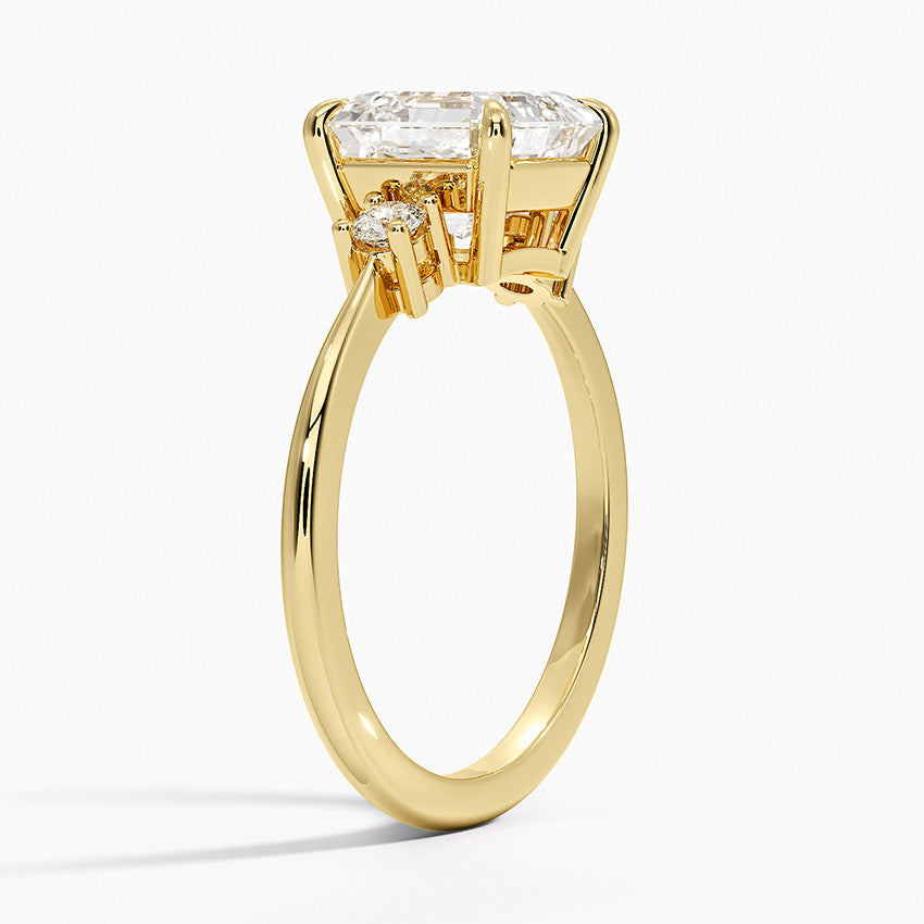 Petite Selene Three Stone Diamond Ring (1/10 ct. tw.) - Asscher Cut Center Stone